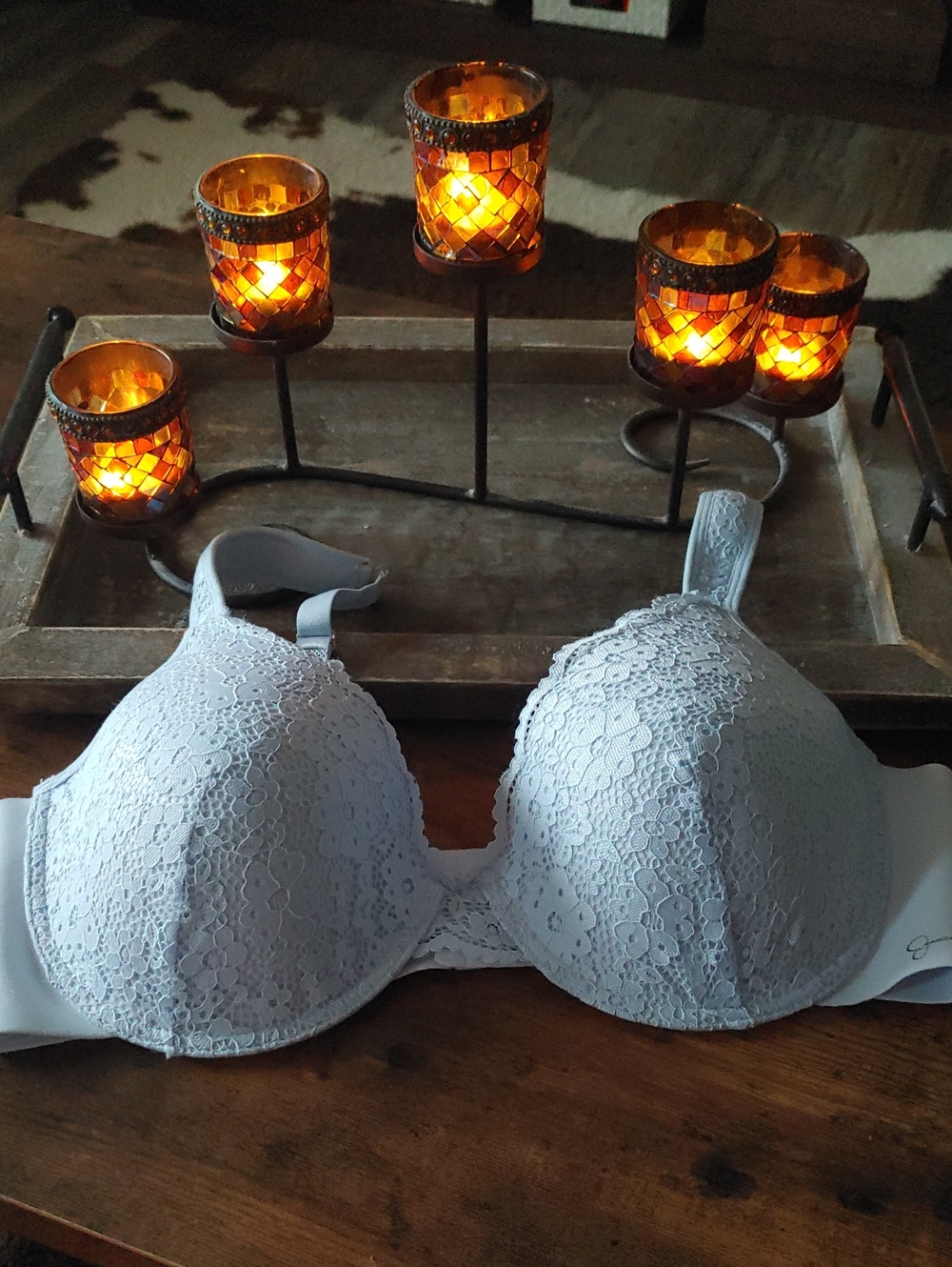 NWOT 38C Light Blue Jessica Simpson sexy Lace Padded Underwire bra